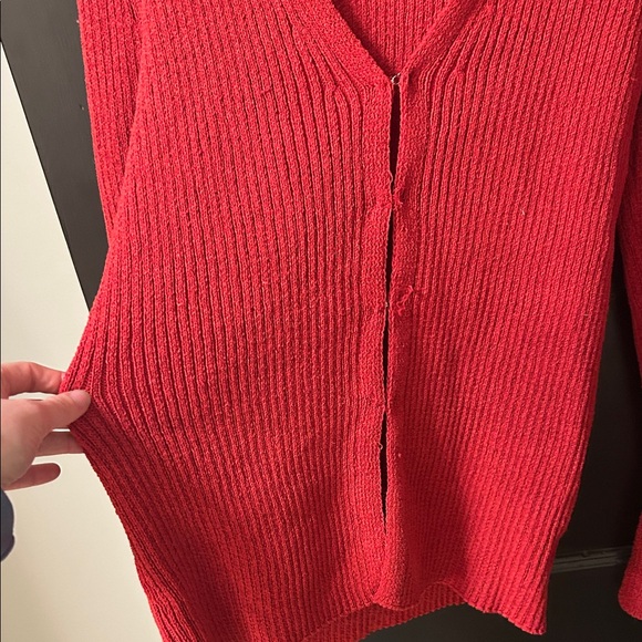 Red Women's Eyehook Sweater - Picture 2 of 4
